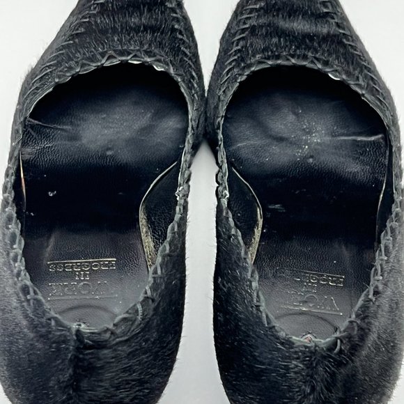 ❤️Italian Black Genuine Fur Leather Heels by Work In Progress Size 7 - Picture 5 of 10